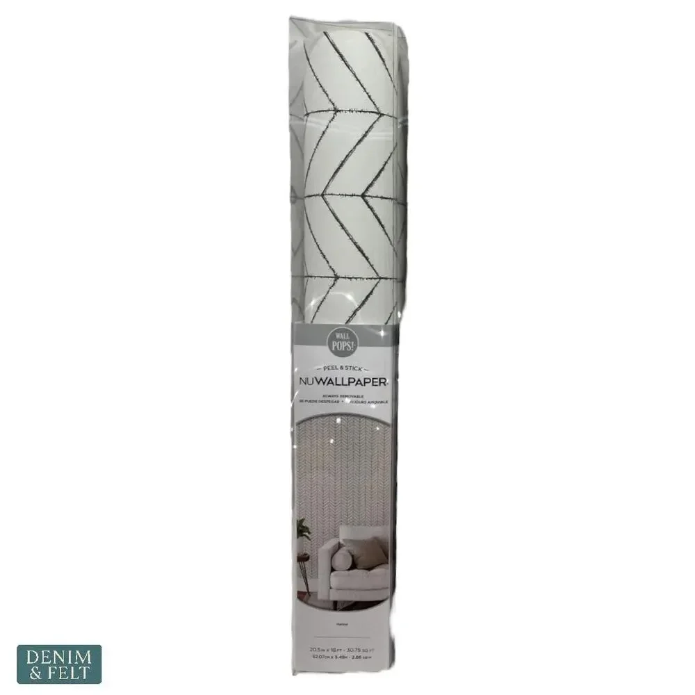 WallPops NuWallpaper Harper Grey Peel & Stick Removable Wallpaper Roll NEW